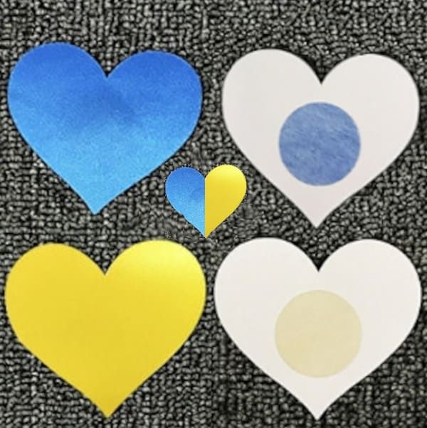 Синьо-жовті наклейки на груди Україна 🇺🇦 у формі Серце💙💛