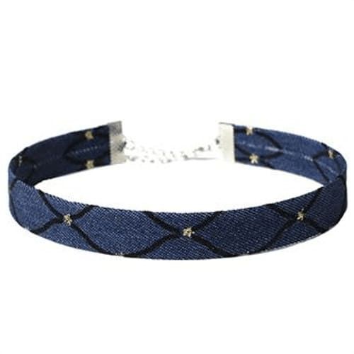 Чокер джинсовий з малюнком Ромб