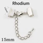 Кінцевики із застібкою та ланцюжком для чокера 15х7 мм (Rhodium)