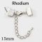 Кінцевики із застібкою та ланцюжком для чокера 15х7 мм (Rhodium)