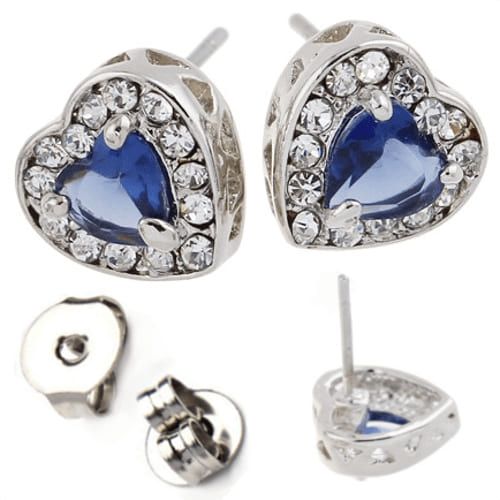 Сережки серце з блакитним каменем серця