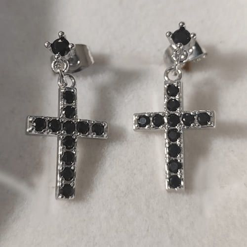 Сережки з чорними стразами