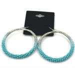 Серьги кольца серебристо-бирюзовые 5.5 см