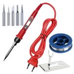 Паяльник 80 вт с регулировкой температуры +5 жал+Подставка+Припой