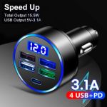 Автомобильная зарядка для телефона type-c + 4 usb + вольтметр