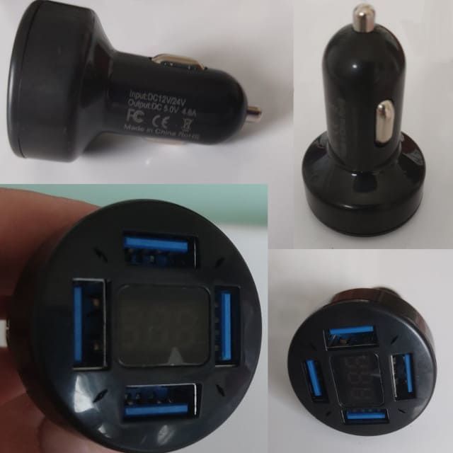 Авто зарядка для телефону з 4 USB та Вольтметром