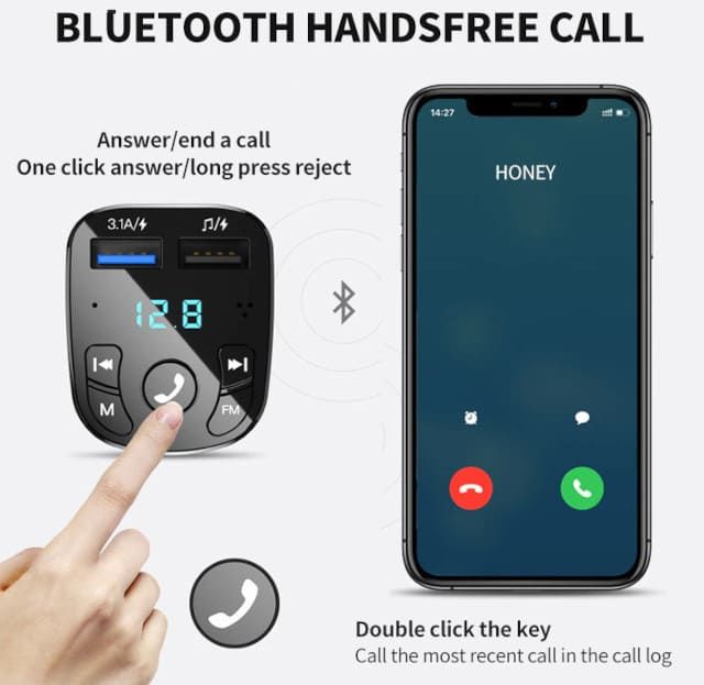 FM модулятор (трансмітер) з Bluetooth+MP3+2 usb+SD+Вольтметр