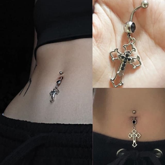 Сережка в пупок Хрест ✞