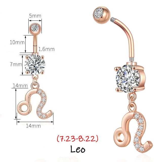 Сережка пірсинг в пупок знак зодіаку Лев ♌
