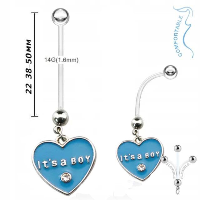 Пірсинг для вагітних "Серце It's a BOY"💙