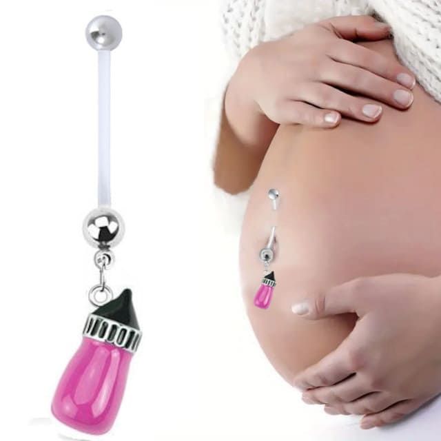 Пірсинг для вагітних Пляшка для годування 👩🏼‍🍼 Дівчинка - колір Рожевий