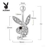 Сережки для пірсинг пупка Кролик Playboy 🐰 з чорним оком