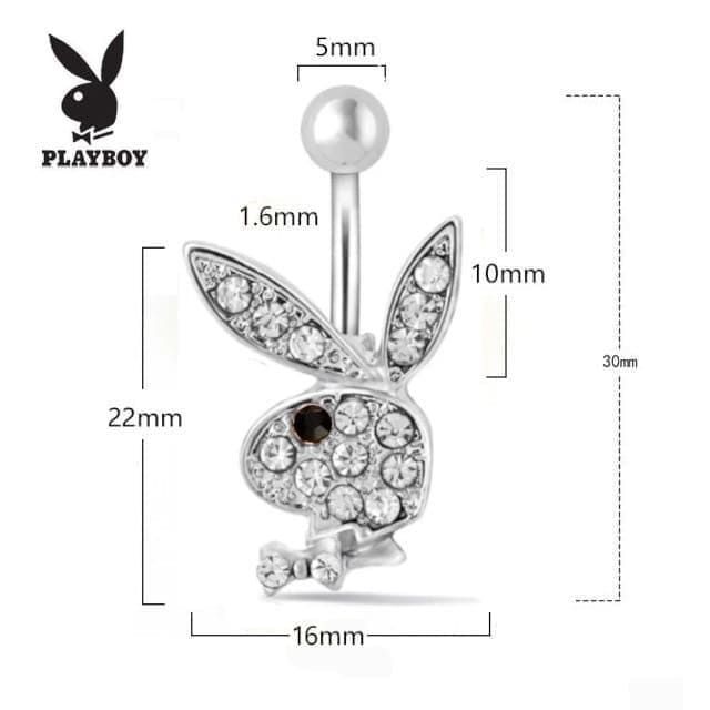 Сережки для пірсинг пупка Кролик Playboy 🐰 з чорним оком