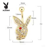 Сережка для пірсинг пупка Зайчик Playboy 🐰 з червоним оком